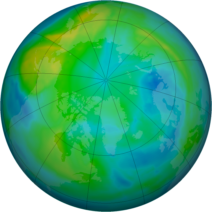 Arctic ozone map for 18 October 2010